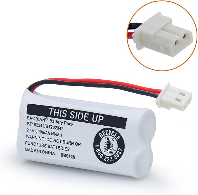 BT162342/BT262342 Cordless Phone Batteries BT183342/BT283342 BT166342/BT266342 CS6114 CS6419 CS6719 EL52300 CL80111 2.4V 600mah Ni-Mh (3 Pack)