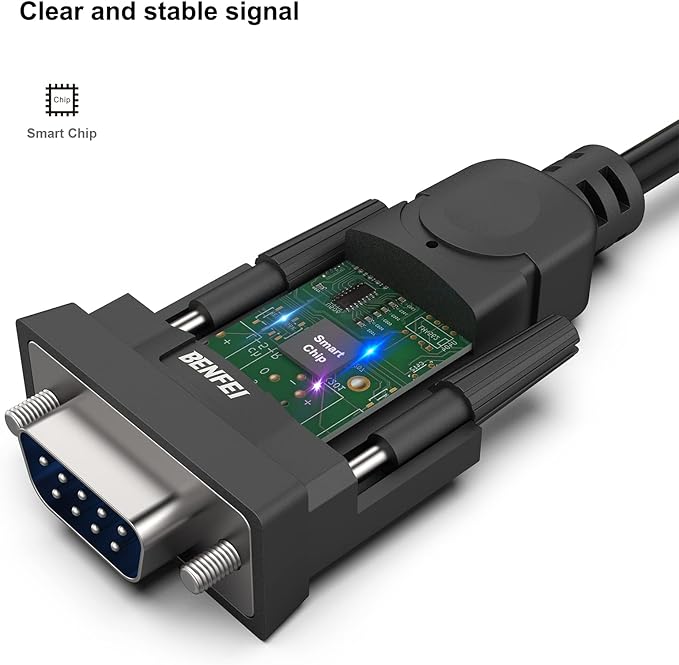 BENFEI USB to Serial Adapter, USB to RS-232 Male (9-pin) DB9 Serial Cable, Prolific Chipset, Windows 11/10/8.1/8/7, Mac OS X 10.6 and Above, 1.8M（Not VGA）
