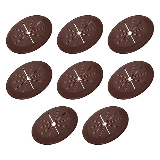 PATIKIL Desk Grommet 2-1/16", 8 Pcs Round Cable Grommet Cord Hole Cover with Adhesive Tape Flexible Table Wire Organizer for Office Home Table Countertop, Deep Brown