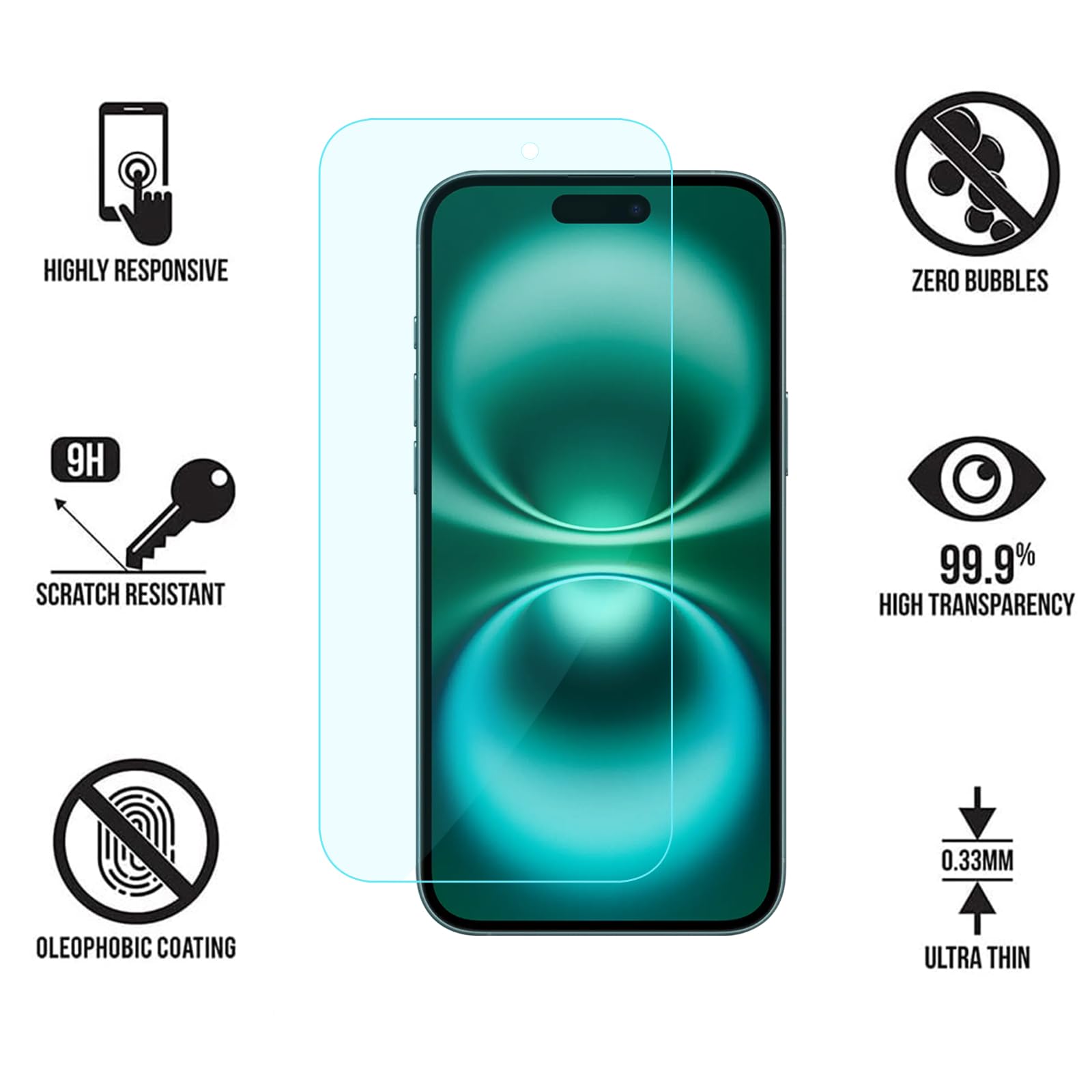 Focuses 4 Pack Anti Blue Light Screen Protector for iPhone 16,iPhone15 [6.1inch] with Installation Frame,9H+ Anti Blue Light Tempered Glass, Anti-Scratch, Case Friendly