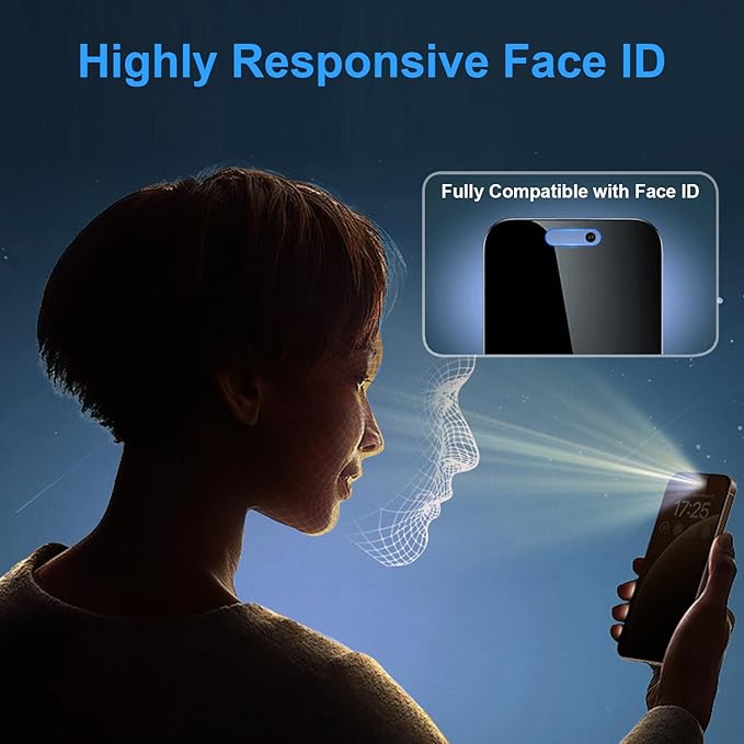 OneFish Screen Protector for iPhone 16 Pro Privacy, 4-Way 360° Anti-Spy Tempered Glass, 9H Hardness, HD Clear Anti-Fingerprint 3D Curved Edges, Case-Friendly & Easy Installation [2 Pack]