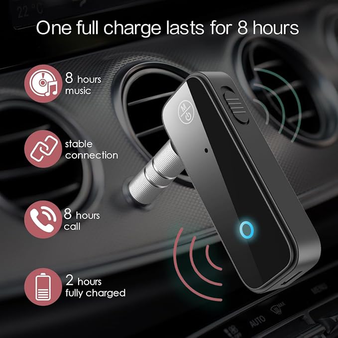 LOFICOPER Bluetooth Transmitter Receiver, Aux Bluetooth 5.0 Adapter for Car, 2 in 1 Wireless 3.5mm Audio Adapter for TV, Speakers, Stereo Systems, Headphones