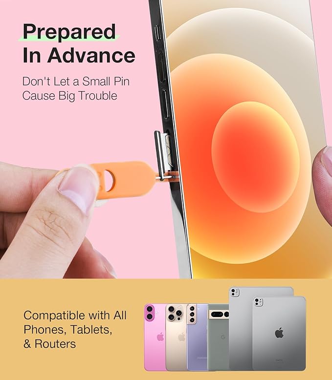 SIM Card Holder Contains Removal Openning Tool Tray Eject Pins 3 Pcs Needle Opener Ejector Compatible with All iPhone Apple iPad HTC Samsung Galaxy Cell Phone Smartphone (Radiance (3 Pcs))