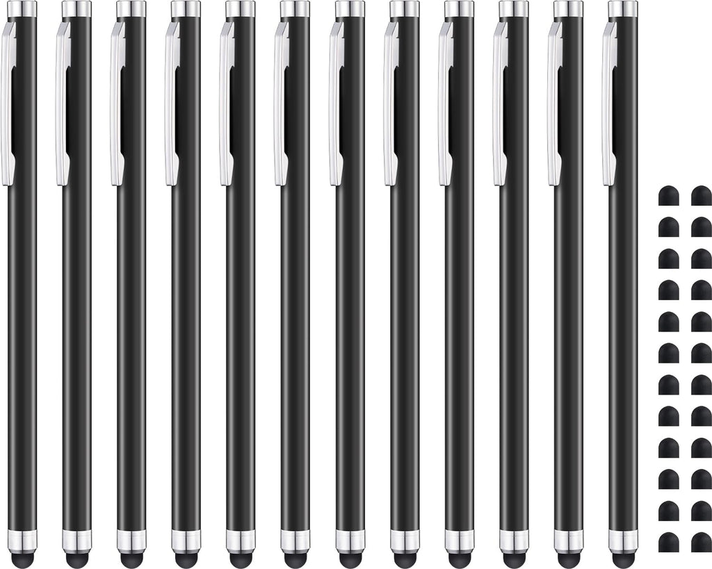 Linfanc Stylus Pens for Touch Screens - 12 Pack High Sensitivity and Precision Capacitive Stylus, Matte Black with 24 Extra Tips