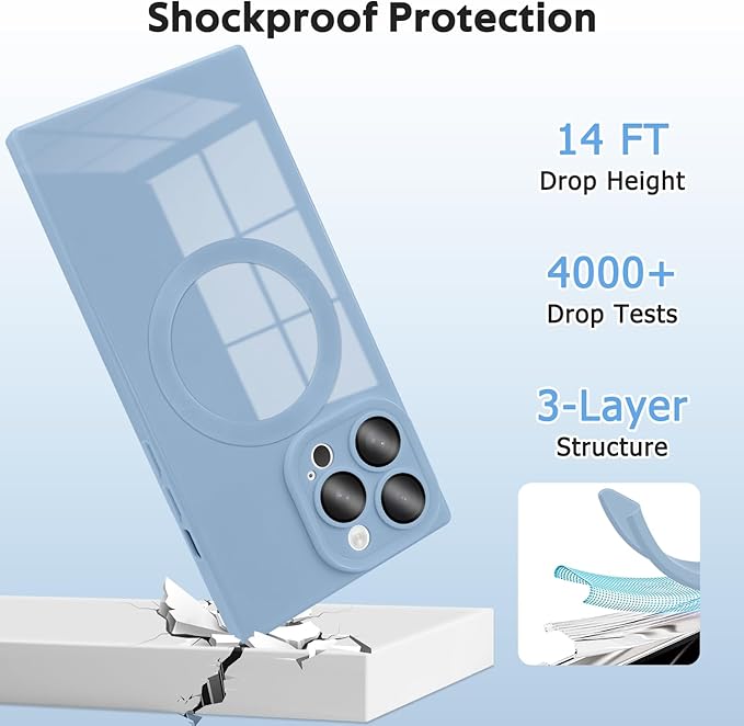 Designed for iPhone 15 Pro Case Compatible with Magsafe Cover Camera Lens Protector Military Grade Protection Shockproof Soft TPU Slim Magnetic Phone Case for iPhone 15 Pro Blue