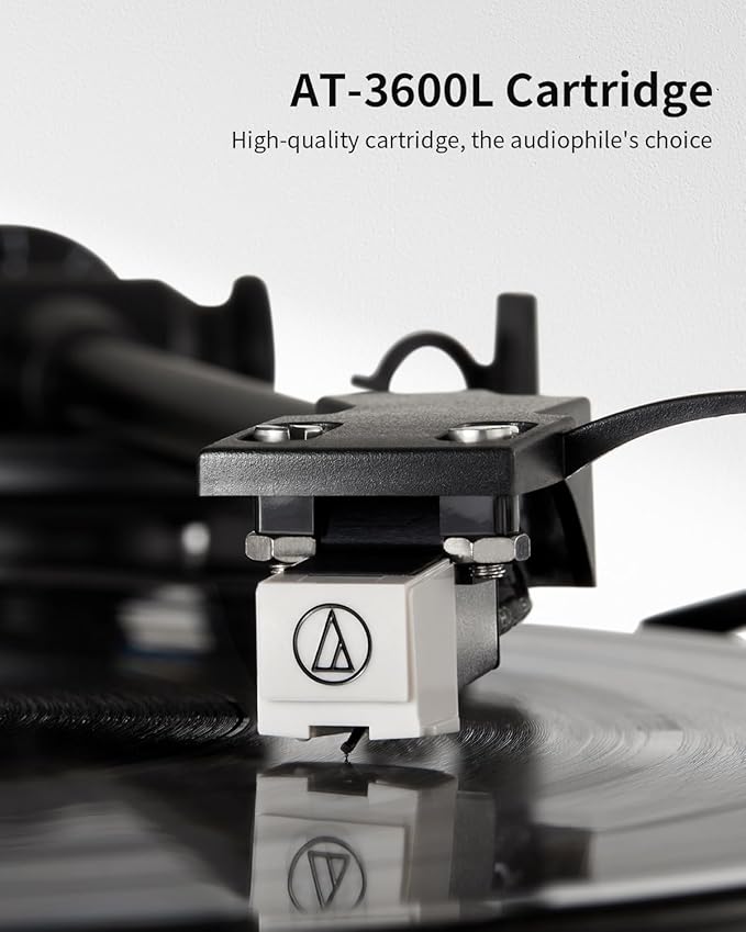 ANGELS HORN High Fidelity Vinyl Record Player, Bluetooth Turntable, 2 Speed Belt Drive, Built-in Preamp, Adjustable Counterweight,Magnetic Cartridge (Black)