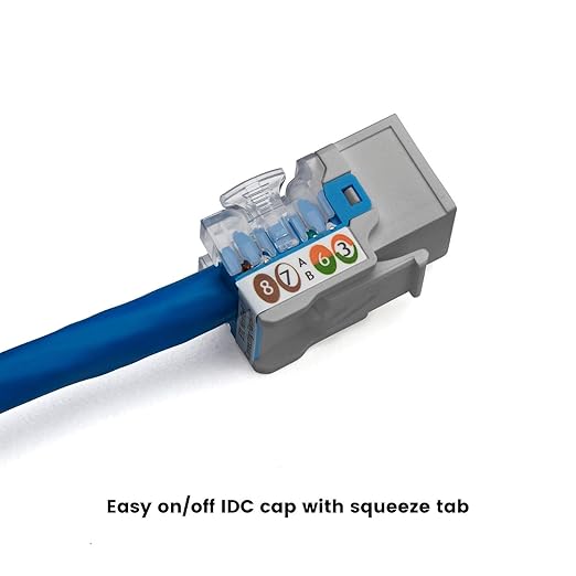 trueCABLE Cat6A Keystone Jack, Unshielded (UTP), 90 Degree Punch-Down, PoE++ (4PPoE), UL Listed, ETL Verified, ANSI/TIA Certified, Modular RJ45 Female, Gray, 12 Pack