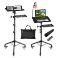 OUKMIC Projector Stand Tripod Laptop Tripod on Wheels with 2 Shelves