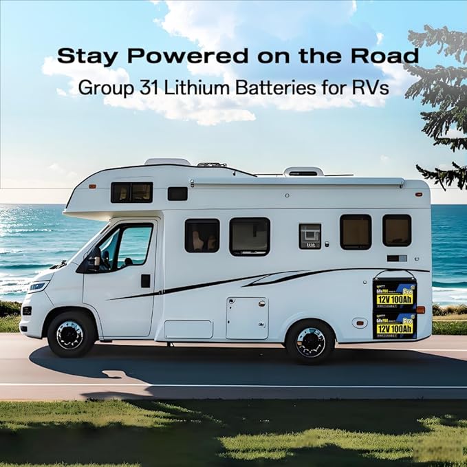 2Pack 12V 100Ah LiFePO4 Lithium Battery, BCI Group 31,Deep Cycle Up to 15000 Cycles, 110A BMS, Low Temperature Protection, 10 Years Lifespan, Perfect for RV/Home Energy Storage