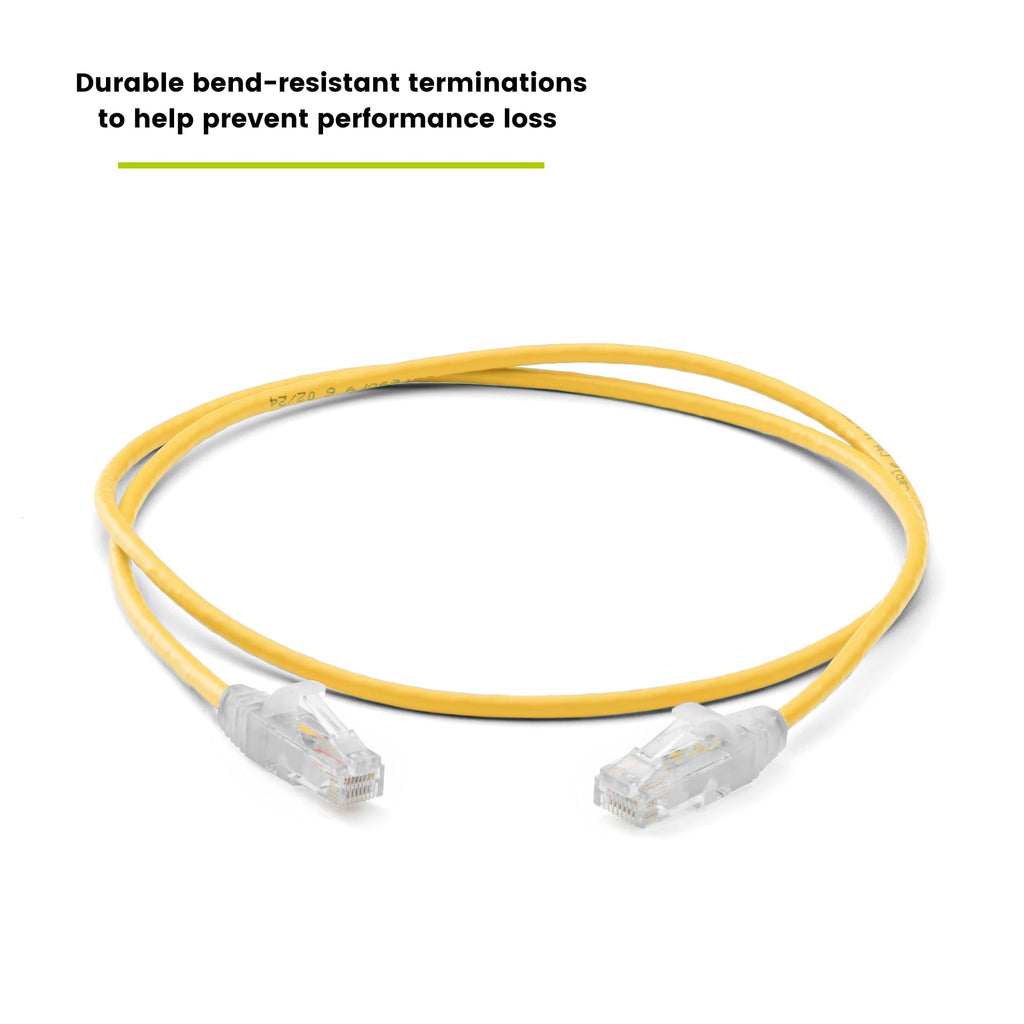 TRUECABLE Cat6 Component Rated Patch Cable, Unshielded (U/UTP), 3ft, Yellow, 28AWG Stranded Pure Copper, Snagless 10G High-Speed Ethernet Cable, PoE++ 4PPoE 100W, UL Listed, RoHS-3, 1 Pack