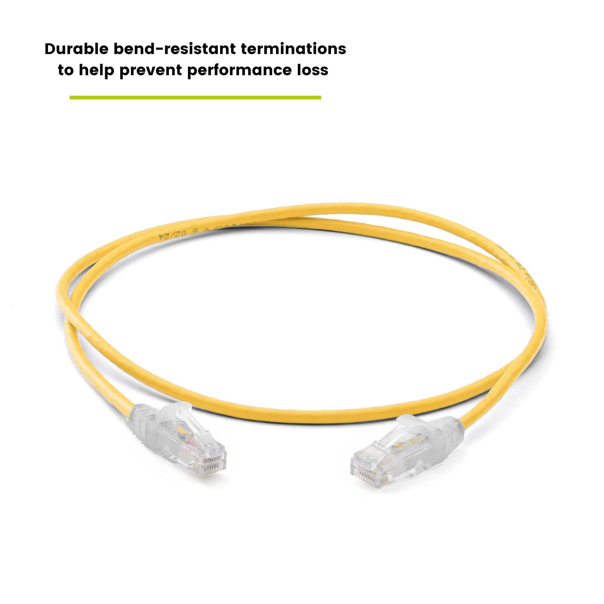 TRUECABLE Cat6 Component Rated Patch Cable, Unshielded (U/UTP), 3ft, Yellow, 28AWG Stranded Pure Copper, Snagless 10G High-Speed Ethernet Cable, PoE++ 4PPoE 100W, UL Listed, RoHS-3, 1 Pack