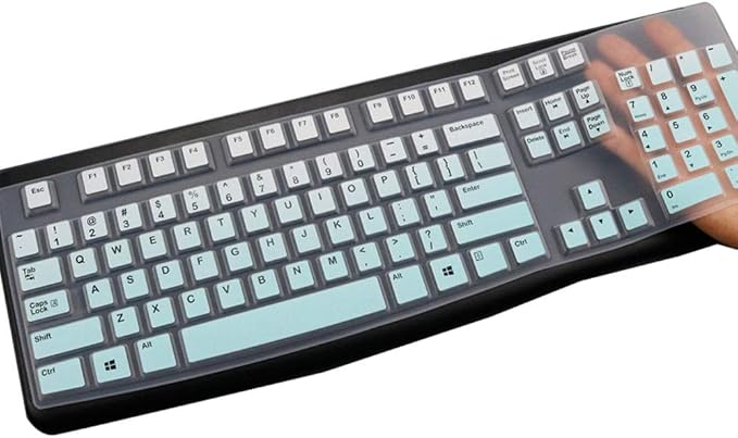MUBUY Keyboard Cover Skin Protector for Logitech MK120 K120 Wired Keyboard, Keyboard Protective Skin US Layout (NOT Fit Other Model Keyboards)-MIntGreen