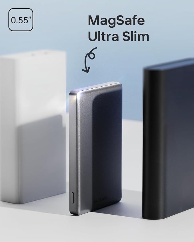 10,000mAh MagSafe Power Bank Ultra Slim, Magnetic Wireless Charger with USB-C Cable, Fast Charging Portable Battery for iPhone 16/15/14/13/12 Series, All-Metal Design
