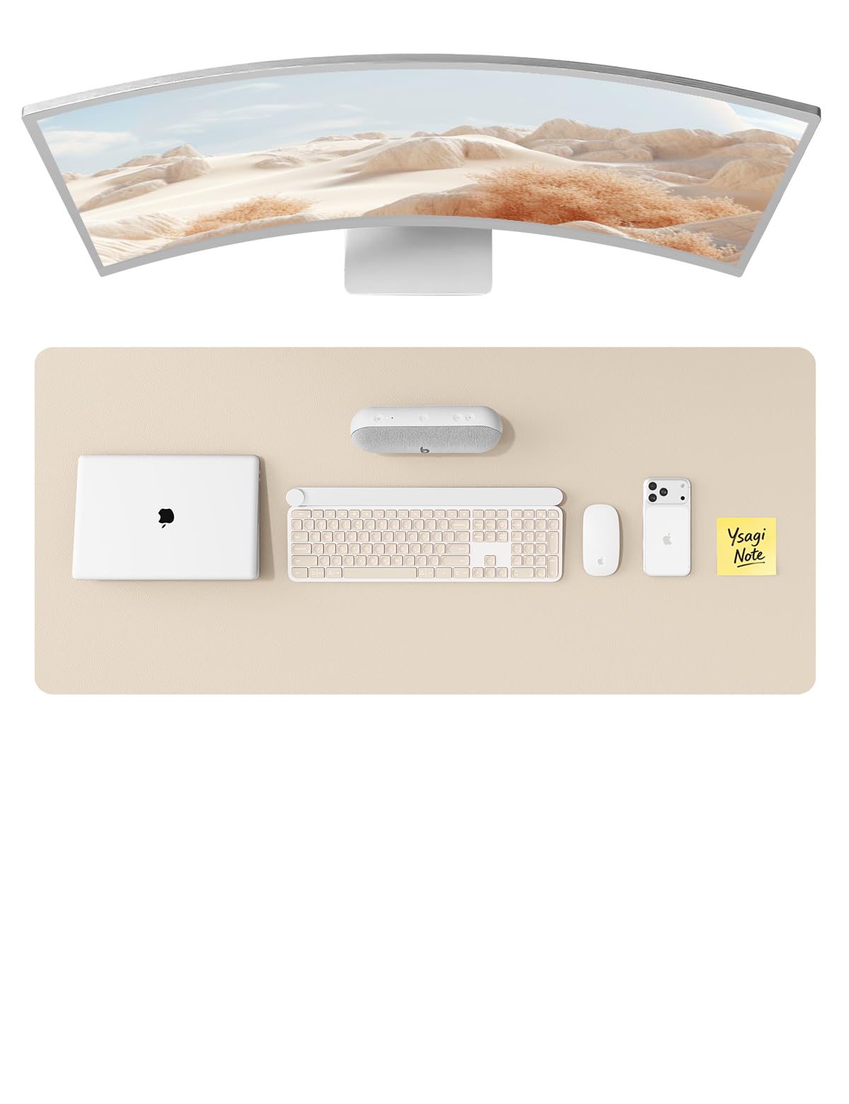 YSAGi Large Extended PU Leather Desk Pad Protector – Non-Slip Waterproof Desk Mat for Office & Home, Easy Clean Mouse Pad & Laptop Writing Blotter 35.4"x17" Black — 47" x 17"