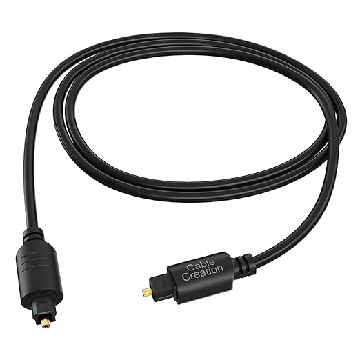 CableCreation 50FT Digital Fiber Optical TosLink Cable Gold Plated for Home Theater, Sound Bar, TV, PS4, Xbox, VD/CD Player,Blu-ray Players,Game Console& More,Black