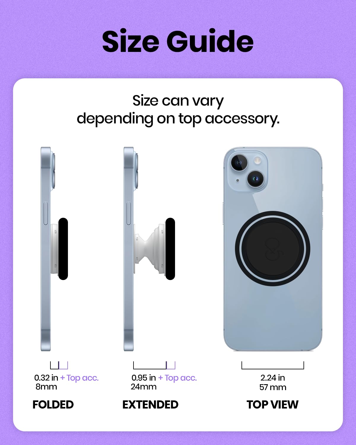 Solid Color Button Phone Grip – Minimalist Design, Durable and Lightweight, Grip and Stand for Smartphones (Baby Pink, Magnetic Type)