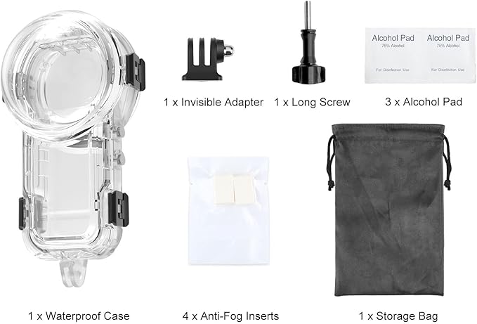 Invisible Dive Case for Insta360 X5, FotStdio Insta 360 X5 Waterproof Case 60m/196ft Underwater Diving Housing Cover Protective Sealed Shell Photography Housings Action Camera Accessories