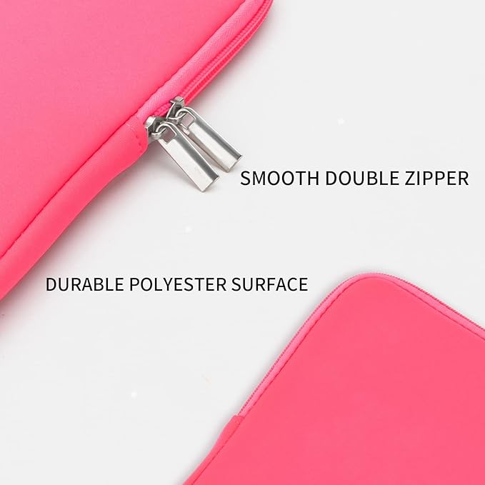 RAINYEAR 13 Inch Laptop Sleeve Compatible with 13.3" MacBook Air/Pro M1 M2 M3 M4 A3240 A3113 A2681 A2337 A1932 A2179 A2338 A1706 A1708 Carrying Protective Cover Soft Case(Bright Pink,Upgraded Version)