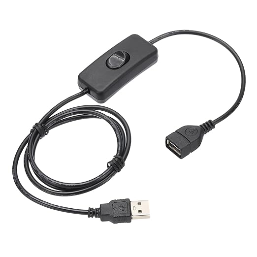 MECCANIXITY USB Extension Cable with ON/Off Toggle Switch 1m USB Male to Female Extension Cord for Desk Lamp Fan LED Light Strip Black Pack of 1