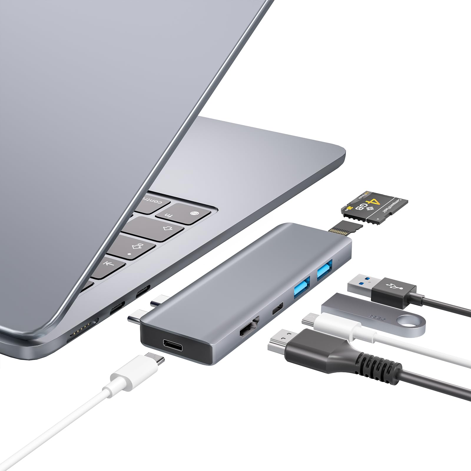 USB C Hub, 7 in 2 USB C Adapter Thunderbolt 4 HDMI MacBook Air Pro M1-M4