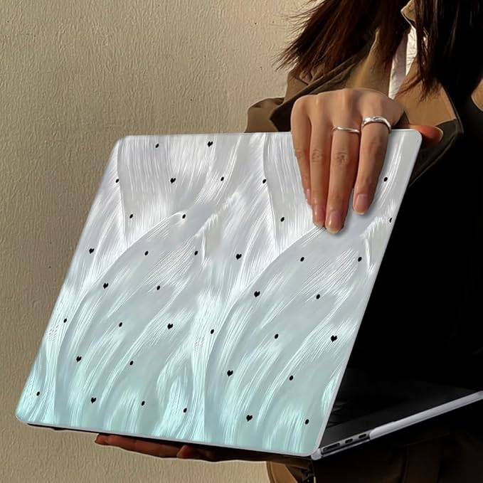 for MacBook Air 13.6 Inch Case 2025 2024 2023 2022 Release Models: M4 A3240 A3113 M3 A2681 M2, Plastic Hard Shell Case Cover for Mac Air 13.6 Retina Display & Touch ID，Silver Green Gradient