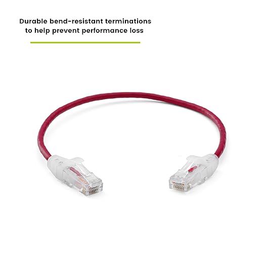 TRUECABLE Cat6 Component Rated Patch Cable, Unshielded (U/UTP), 1ft, Red, 28AWG Solid Copper, Snagless 10G High-Speed Ethernet Cable, PoE++ 4PPoE 100W, UL Listed, RoHS-3, 5 Pack