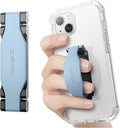SURITCH Phone Grip Strap Finger Loop Holder for Back of Phone, 2-in-1 Soft Silicone Gripper Kickstand for iPhone Samsung and Most Cell Phone Cases, 3.15" Blue