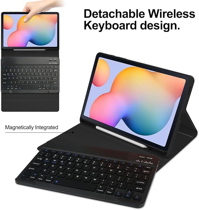 Rainbow Backlit Keyboard Case for iPad Pro 11 inch (4th/3rd/2nd/1st Gen) with Mouse and 7 Colors RGB Colorful Backlight Detachable Bluetooth Keyboard Cover,Light Llue