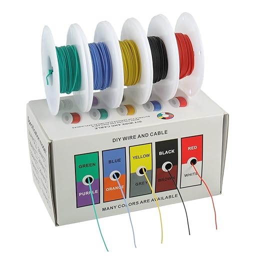 BOJACK 30 AWG Flexible Silicone Wire Electric Wire Hook up Wire Kit 300V Cables with Plus 20 φ2mm Heat Shrink Tubings and a Mini Wire Stripper(5 Colors 32.81Ft Each Color, 30AWG)
