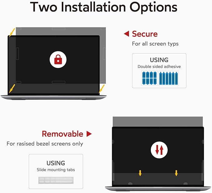 bersem 2 Pack 15.6 Laptop Privacy Screen for 16:9 Ratio Computer Monitor, Removable, Anti Glare, Blue Light Filter, Anti-Spy, Anti-Scratch, UV-Blocking