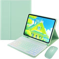 for iPad 9.7 inch 6th/5th Generation, Air 2, Air, iPad Pro 9.7 Keyboard Case with Mouse and Rainbow Backlit Detachable Bluetooth Keyboard Cover,Mint Green