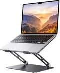 Foldable Aluminum Laptop Stand for 10-17.3" Laptops, Height Adjustable Portable Ergonomic Computer Holder, Space Saving Desk with Heat Dissipation. Compatible with MacBook/Dell/HP etc, Black