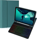 Keyboard Case for Galaxy Tab S10 Plus/S9 Plus/S9 FE Plus/S8 Plus/S7 Plus/S7 FE 12.4 Inch, 7 Color Rainbow Backlight Detachable Magnetic Keyboard Cover with S Pen Holder,Teal