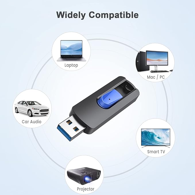 JUANWE 32GB Flash Drive 3.0 USB 5 Pack Thumb Drive Retractable Slide Memory Sticks for Computers Bulk USB Jump Drive Data Storage Pen Drive Blue