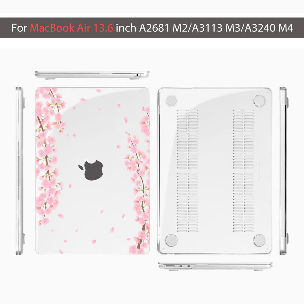 Teryeefi Compatible for MacBook Air 13.6 inch Case M5 A3449 A3240 A3113 A2681 (2026 2025 2024-2022 Release), Protective Plastic Hard Shell Cover for MacBook Air M2 M3 M4 13 inch, Pink Sakura A005