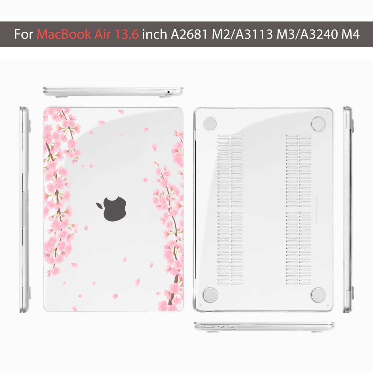 Teryeefi Compatible for MacBook Air 13.6 inch Case M5 A3449 A3240 A3113 A2681 (2026 2025 2024-2022 Release), Protective Plastic Hard Shell Cover for MacBook Air M2 M3 M4 13 inch, Pink Sakura A005