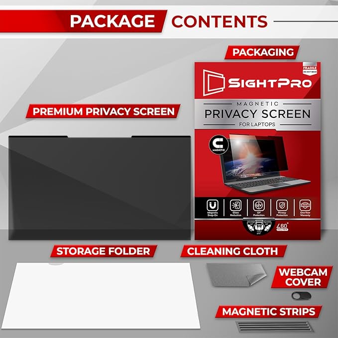 Magnetic Laptop Privacy Screen 14 Inch 16:10 - Removable Computer Privacy Filter Shield and Protector