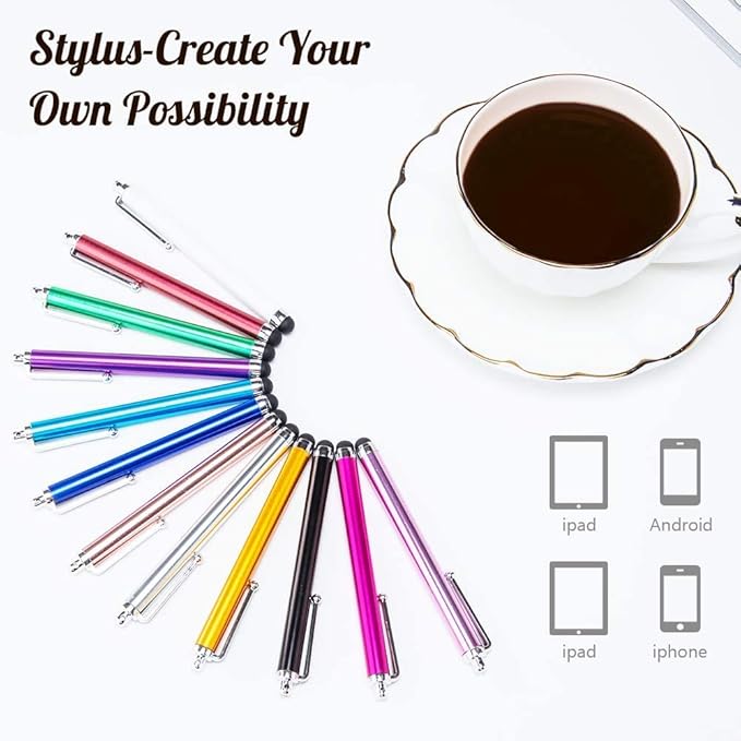 Briout Stylus Pens for Touch Screens, 36 Pack Capacitive Stylus, High Precision Compatible with All Universal Touch Screen Devices (12 Multicolor)