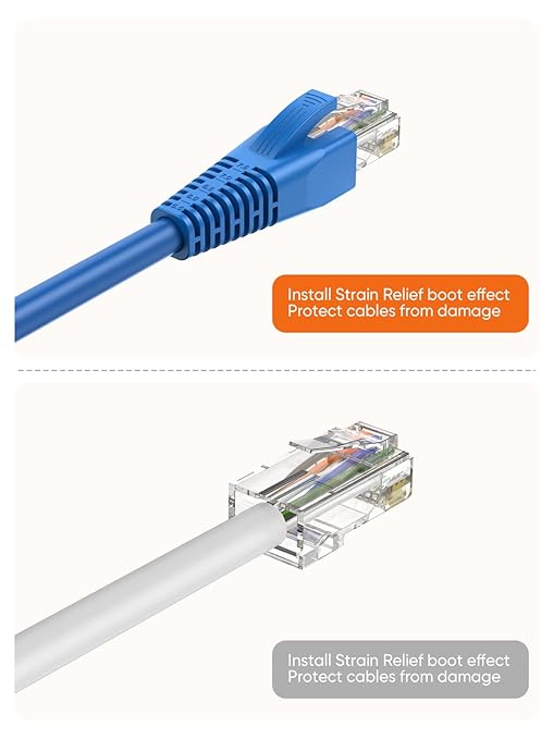 CableCreation RJ45 Ethernet Network Cable Strain Relief Boot 50-Pack Fits CAT5 CAT5E CAT6 CAT6A, RJ45 Color Coded Cable Connector Plug Cover for Various Diameter LAN Cable, Blue