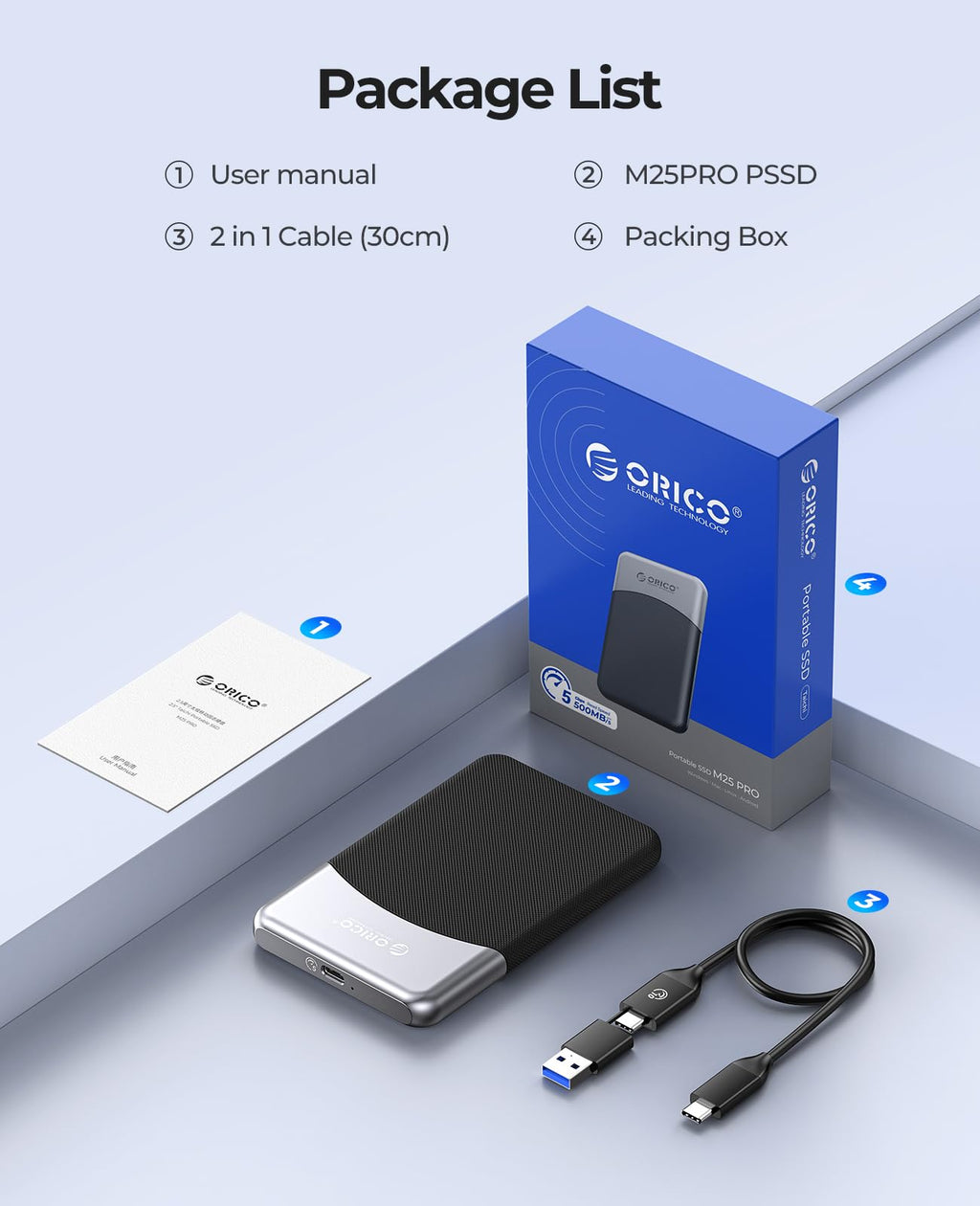 ORICO M25PRO 1TB Portable External SSD, Up to 460MB/s