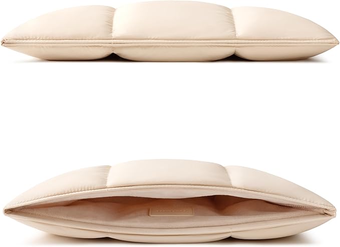 Comfyable Puffy Laptop Sleeve 13 Inch 14 Inch, Quilted Puffer Laptop Carrying Case, Pillow Case Compatible with MacBook Air M4 2025 M3 M2 M1, MacBook Pro M4 Pro/Max, Beige