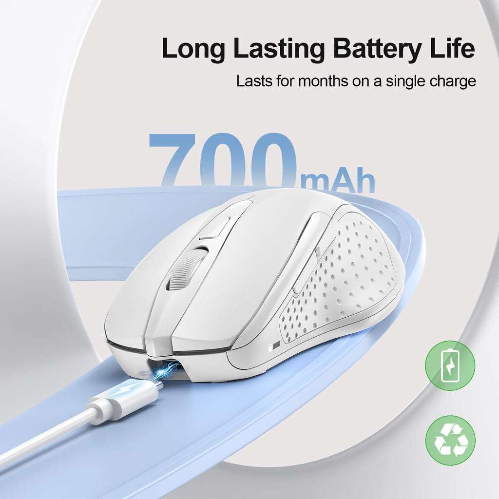TECKNET Wireless Mouse Rechargeable, 2.4G Computer Mice with USB-A Receiver