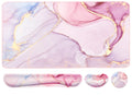 Keyboard Mouse Pad Set, Extended Mouse Pad+Keyboard Wrist Rest Support, Memory Foam Ergonomic Easy Typing, 3Pcs (35.4×15.7 in) Desk Pad Set for Home Office Study Game- Pink Marble