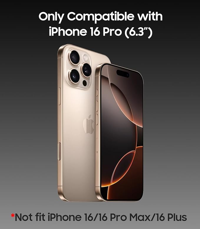 Magnetic for iPhone 16 Pro Case, Compatible with MagSafe, Built-in Camera Lens Protector, Logo View, Military Grade Drop Proof Phone Cover, Black
