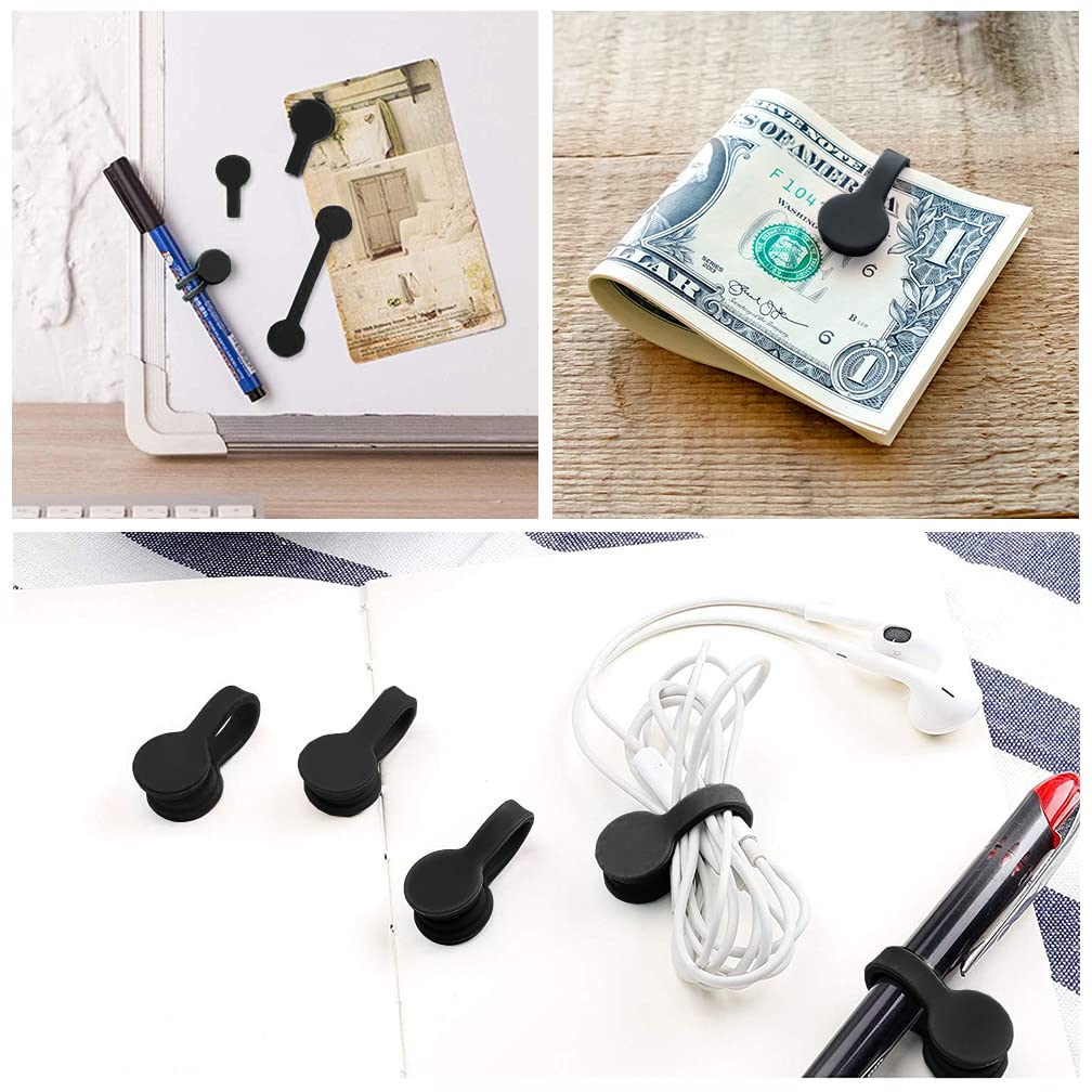 Viaky Magnetic Cable Ties 6-Pack,Silicone Cord Ties Cable Clips,Black