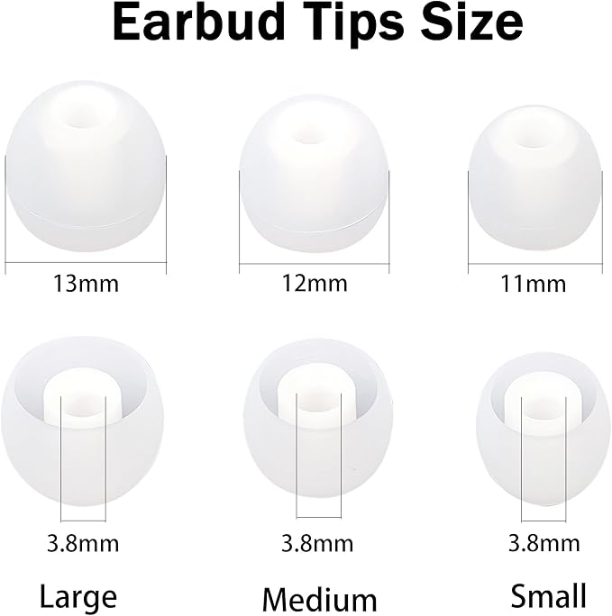 Silicone Replacement Earbud Tips Earbud Caps Fit Most in-Ear Earbuds(Inner Hole 3.8mm -5.1mm) Headphone Ear Tips Earbud Covers 9 Pairs S M L
