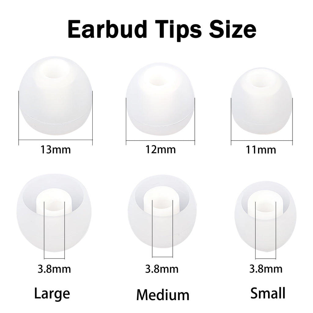 MQIMY Earbud Replacement Tips Silicone Earbud Tips Ear Bud Covers Fit Most in-Ear Earbuds(Inner Hole 3.8mm -5.1mm) Headphone Ear Tips 18 Pairs S M L