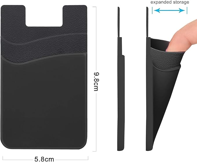 SS Phone Wallet, Phone Card Holder Stick on Credit Card Holder for Cell Phone Case Sticky Wallet for Back of Phone Suitable for iPhone Samsung Galaxy Any Smartphone 3 Pack