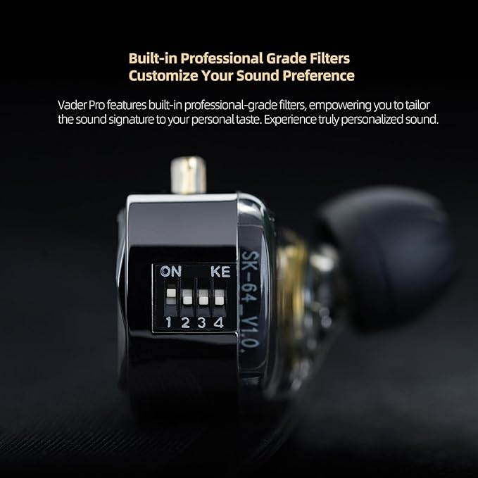 KZ Vader Pro in-Ear Monitors Gaming Earbuds, Triple Dynamic Driver IEM with 4 Tuning Switches, Clarity in All Frequency Stereo Sound Comfortable Noise Isolating Earphones for Stage and Studio (NNMIC)