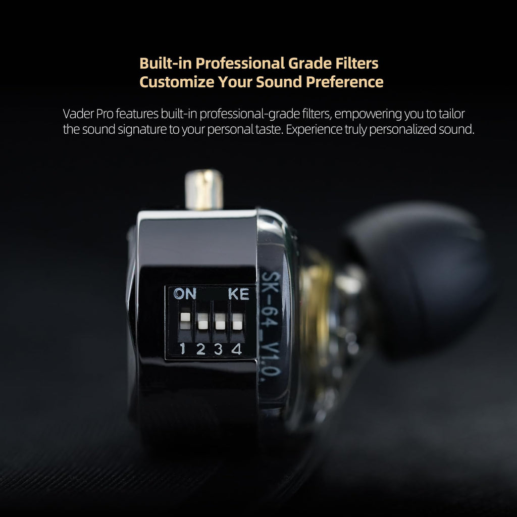 KZ Vader Pro in-Ear Monitors Gaming Earbuds, Triple Dynamic Driver IEM with 4 Tuning Switches, Clarity in All Frequency Stereo Sound Comfortable Noise Isolating Earphones for Stage and Studio (Nomic)